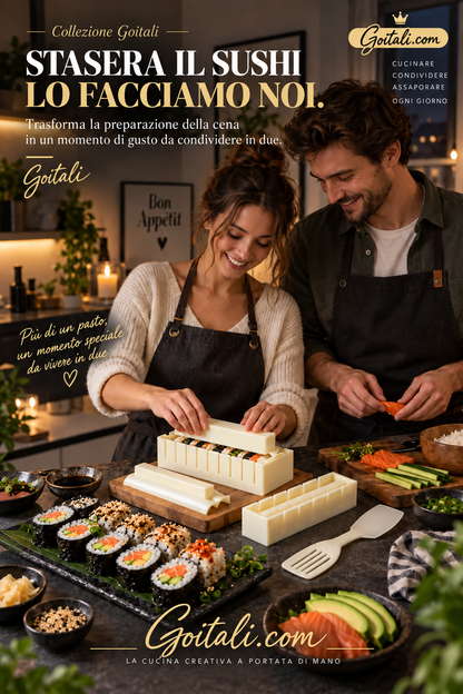 🍣 Kit à Sushi 5-en-1 — Moules Multifonctions HIPS, Sans BPA, Facile à Nettoyer, Idée Cadeau ✨