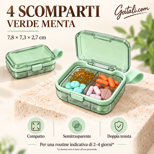 💊 Goitali® Portapillole da Viaggio 4/7 Scomparti – Compatto, Organizzato e Sempre a Portata di Mano ✨