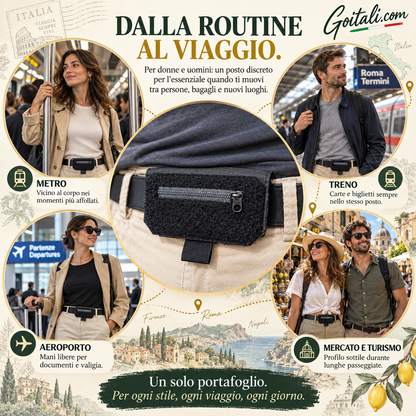💳 Portafoglio da cintura antifurto – Sottile e leggero, proteggi carte e contanti da taccheggi e furti 🏃‍♂️