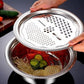 🥗🔪 Questo set 3 in 1 comprende una ciotola, un vassoio di raccolta/scolo e una grattugia con cestello di scolo compatibile con filtro per lavare, scolare e mescolare. 🧽💧🔄