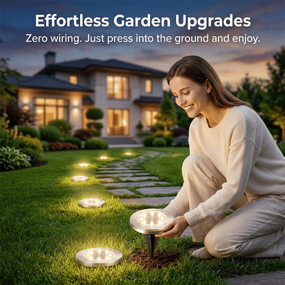 🔥☀️ Luce da terra solare in acciaio inox con 8 LED – Illumina il tuo giardino a energia gratuita! 💡🌿