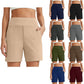 Pantaloncini Bermuda sportivi a vita alta da donna con tasche – Per corsa, yoga, abbigliamento casual estivo (Spedizione gratuita con acquisto di 2)