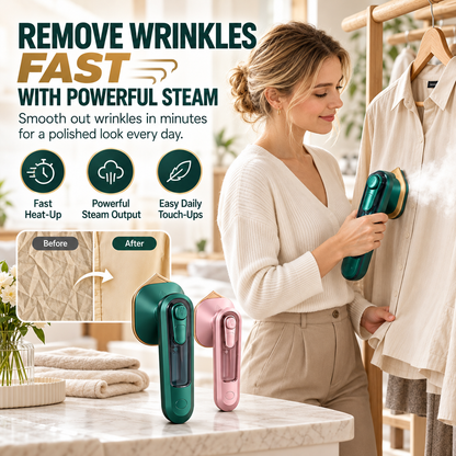 💨 Goitali® Mini Ferro da Stiro a Vapore – Rimuovi le Pieghe Velocemente e in Sicurezza ✨