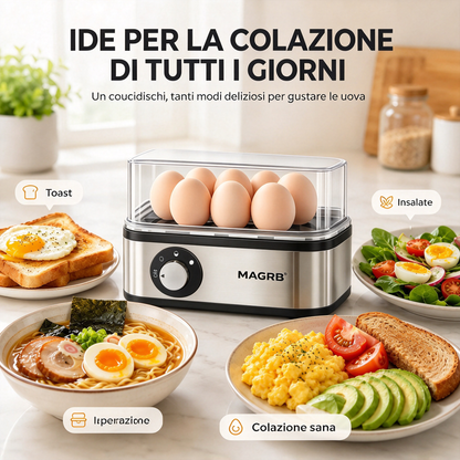 🔥 -50% Oggi: Cuociuova Elettrico Multifunzione con Coperchio Trasparente – Per uova sode, in camicia e frittate, spegnimento automatico e design compatto.