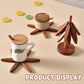 🎨 Set di sottopentole in legno – design a forma di albero, 4 pezzi + supporto. Praticità ed eleganza per la tua tavola! 🍽️
