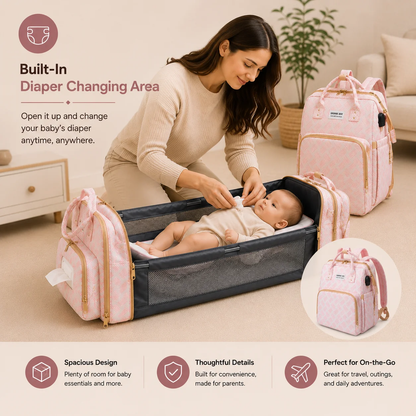 🎒 Goitali® Zaino Fasciatoio 4 in 1 da 25L – con Area Cambio Pieghevole, Tasche Termiche, Porta USB e Ganci Passeggino
