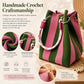 🏆👜🌴 Secchiello a righe in stile bohémien, lavorato a maglia – Borsa a tracolla artigianale perfetta per l'estate e la spiaggia 🧶☀️🏖️