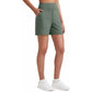 Pantaloncini Bermuda sportivi a vita alta da donna con tasche – Per corsa, yoga, abbigliamento casual estivo (Spedizione gratuita con acquisto di 2)