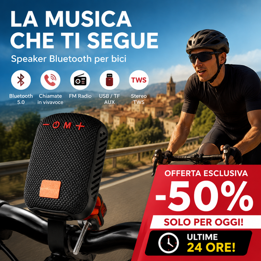 🤍🎧 Metà Prezzo | Altoparlante Bluetooth Impermeabile per Bici