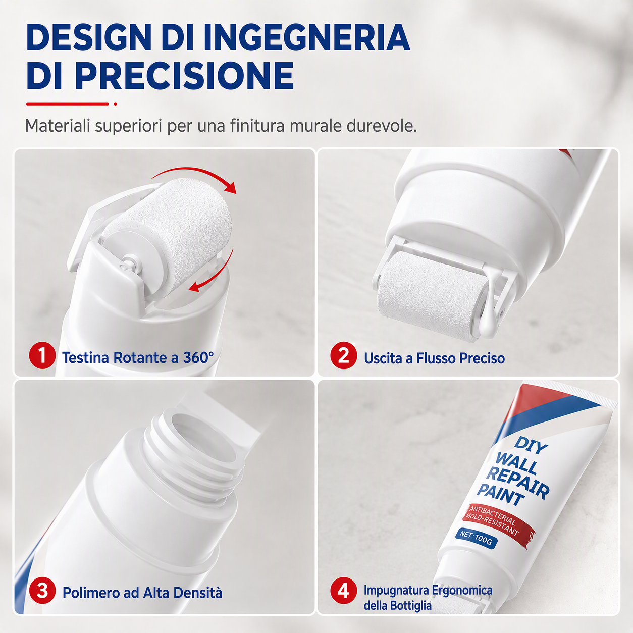 🧱🖌️✨Pasta Riparatrice Impermeabile per Pareti con Piccolo Rullo Integrato