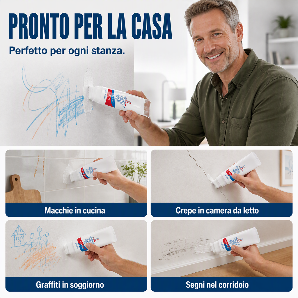 🧱🖌️✨Pasta Riparatrice Impermeabile per Pareti con Piccolo Rullo Integrato