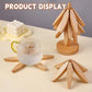 🎨 Set di sottopentole in legno – design a forma di albero, 4 pezzi + supporto. Praticità ed eleganza per la tua tavola! 🍽️