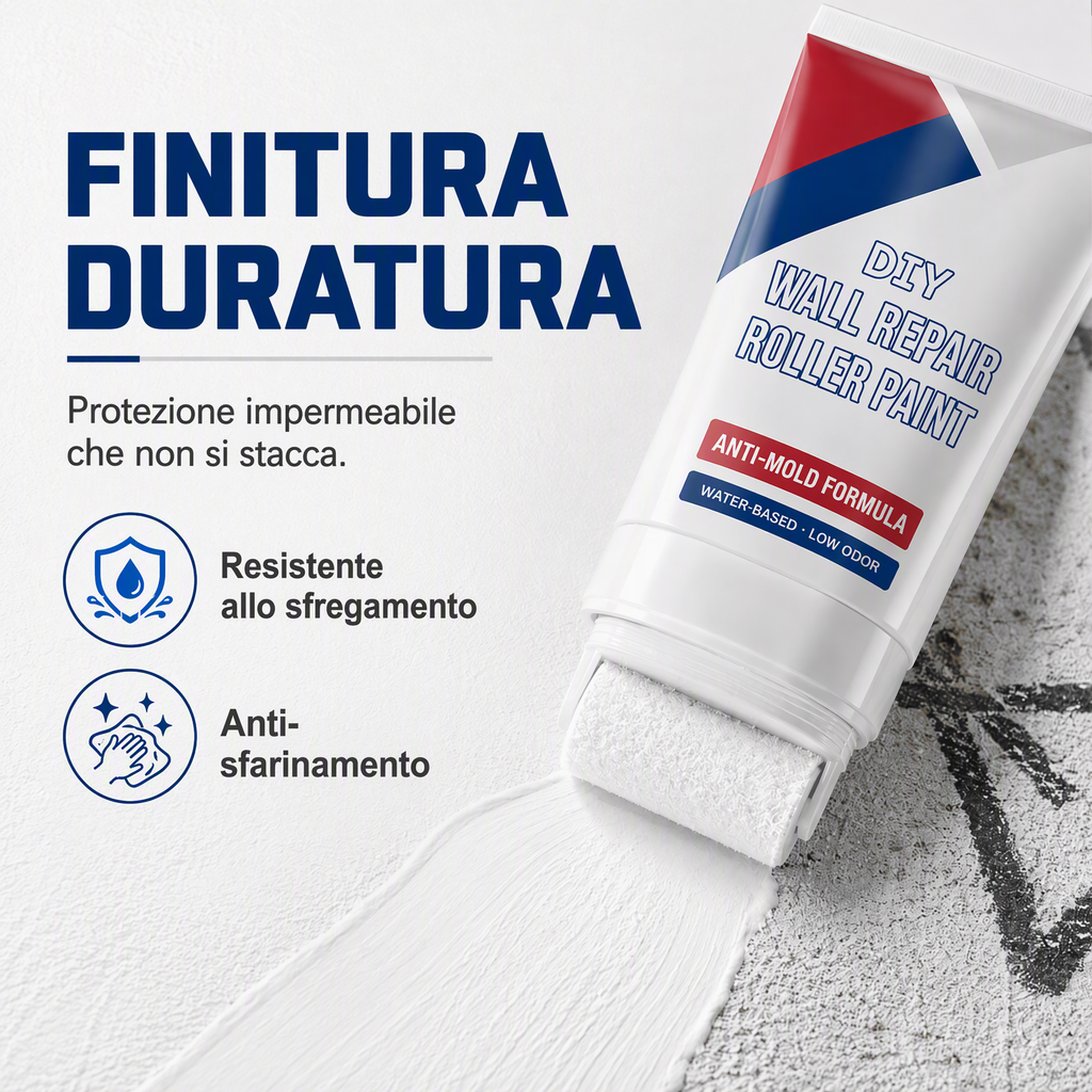 🧱🖌️✨Pasta Riparatrice Impermeabile per Pareti con Piccolo Rullo Integrato