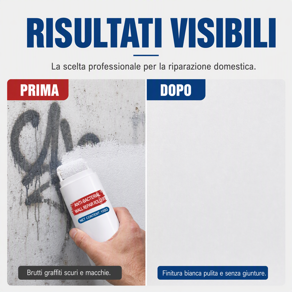 🧱🖌️✨Pasta Riparatrice Impermeabile per Pareti con Piccolo Rullo Integrato