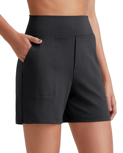 Pantaloncini Bermuda sportivi a vita alta da donna con tasche – Per corsa, yoga, abbigliamento casual estivo (Spedizione gratuita con acquisto di 2)