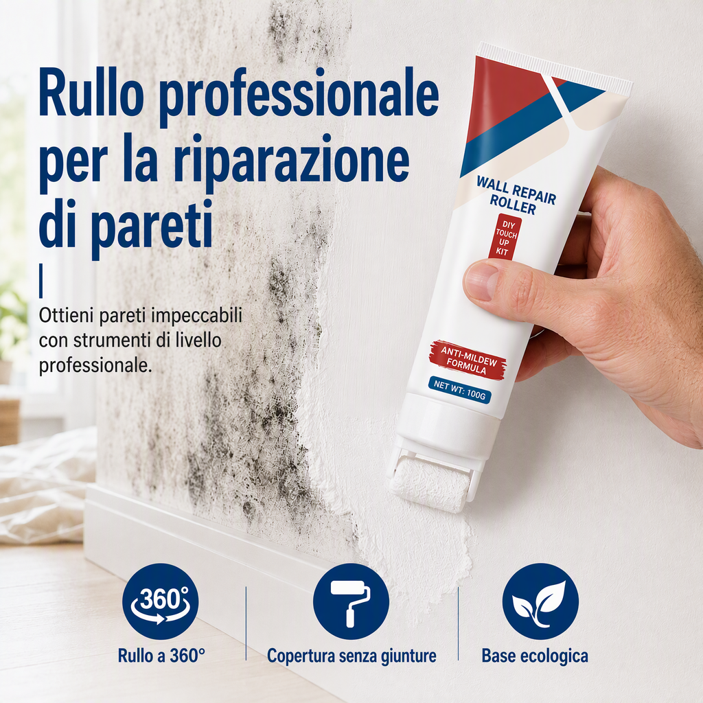 🧱🖌️✨Pasta Riparatrice Impermeabile per Pareti con Piccolo Rullo Integrato
