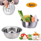 🥗🔪 Questo set 3 in 1 comprende una ciotola, un vassoio di raccolta/scolo e una grattugia con cestello di scolo compatibile con filtro per lavare, scolare e mescolare. 🧽💧🔄