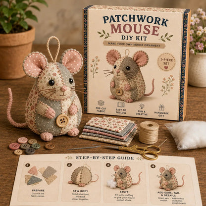 ⏳ OFFERTA A TEMPO LIMITATO - 50% DI SCONTO 🐭🧵 Kit DIY per topo patchwork