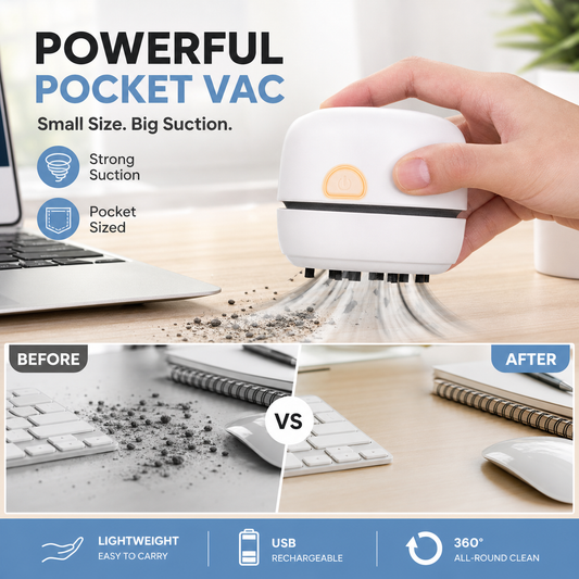 🧹 SALDI – 50% DI SCONTO! 💻✨ Mini aspirapolvere portatile per scrivania – compatto, potente e polivalente – perfetto per tastiere, auto e ufficio 🚗⌨️