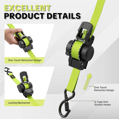 📢📢 50% DI SCONTO!! 💪 Cinghie a Cricchetto Robuste e Retrattili ad Alta Resistenza | Per Elettrodomestici, Attrezzature da Giardino e Motociclette