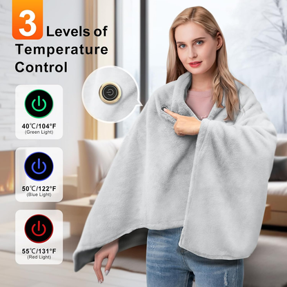 🔥🧶 Scialle Elettrico Riscaldato USB – Poncho Coperta Indossabile con 3 Livelli di Calore, Lavabile in Lavatrice ✨