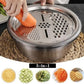 🥗🔪 Questo set 3 in 1 comprende una ciotola, un vassoio di raccolta/scolo e una grattugia con cestello di scolo compatibile con filtro per lavare, scolare e mescolare. 🧽💧🔄