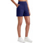Pantaloncini Bermuda sportivi a vita alta da donna con tasche – Per corsa, yoga, abbigliamento casual estivo (Spedizione gratuita con acquisto di 2)