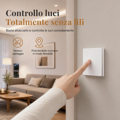🏠 Goitali® Interruttore Luce Wireless Senza Cablaggio – Kit con Interruttore da Parete Autoadesivo e Ricevitore 220V