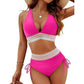👙 Bikini a vita alta con elastico arcobaleno – controllo della pancia, scollo halter a V e lacci laterali – perfetto per spiaggia e piscina 🏖️🌈✨