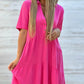 💝 Abito dal colore solido con revers e bottoni, dal taglio classico e dal tessuto leggero e traspirante – comfort e stile per ogni occasione! 🌸🩱👗