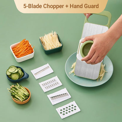 📢 50% DI SCONTO ORA! 🔪 Tagliaverdure Multifunzionale con Protezione per le Mani – 5 Lame, Base Antiscivolo e Taglio Veloce delle Verdure 🥕⚠️📦