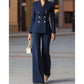 💼 60% DI SCONTO! ✨ Tailleur moderno da donna con autorità – Abito a righe stile principessa, blazer strutturato e pantalone ampio elegante 👖