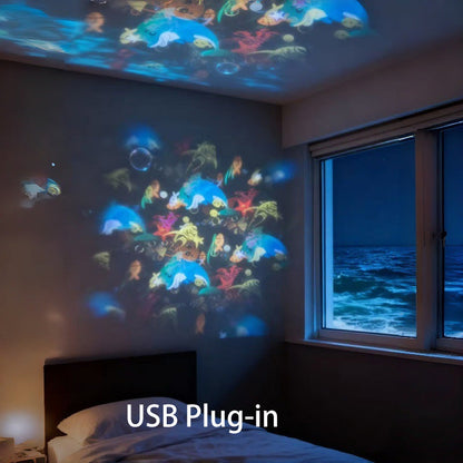 🌊 SCONTO DEL 50%! ✨ Proiettore magico – Immagini luminose rotanti e dinamiche, perfetto per finestre e pareti, crea un'atmosfera magica 🐠