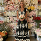 🌞 Nuovo per primavera ed estate 👗 Abito maxi barocco con scollo a V – vita alta, tessuto antirughe – perfetto per vacanze e tutti i giorni ✨🌿