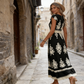 🌞 Nuovo per primavera ed estate 👗 Abito maxi barocco con scollo a V – vita alta, tessuto antirughe – perfetto per vacanze e tutti i giorni ✨🌿