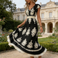 🌞 Nuovo per primavera ed estate 👗 Abito maxi barocco con scollo a V – vita alta, tessuto antirughe – perfetto per vacanze e tutti i giorni ✨🌿