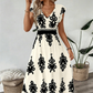 🌞 Nuovo per primavera ed estate 👗 Abito maxi barocco con scollo a V – vita alta, tessuto antirughe – perfetto per vacanze e tutti i giorni ✨🌿