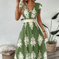 🌞 Nuovo per primavera ed estate 👗 Abito maxi barocco con scollo a V – vita alta, tessuto antirughe – perfetto per vacanze e tutti i giorni ✨🌿