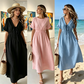 👗 50% DI SCONTO ORA! 🌸 Abito Midi Estivo Donna con Scollo a V, Legatura sul Davanti – Vita Impero, Gonna a Linea A Morbida e Fresco Misto Cotone ☀️
