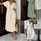 👗 50% DI SCONTO ORA! 🌸 Abito Midi Estivo Donna con Scollo a V, Legatura sul Davanti – Vita Impero, Gonna a Linea A Morbida e Fresco Misto Cotone ☀️