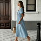 👗 50% DI SCONTO ORA! 🌸 Abito Midi Estivo Donna con Scollo a V, Legatura sul Davanti – Vita Impero, Gonna a Linea A Morbida e Fresco Misto Cotone ☀️