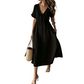 👗 50% DI SCONTO ORA! 🌸 Abito Midi Estivo Donna con Scollo a V, Legatura sul Davanti – Vita Impero, Gonna a Linea A Morbida e Fresco Misto Cotone ☀️