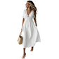 👗 50% DI SCONTO ORA! 🌸 Abito Midi Estivo Donna con Scollo a V, Legatura sul Davanti – Vita Impero, Gonna a Linea A Morbida e Fresco Misto Cotone ☀️