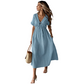 👗 50% DI SCONTO ORA! 🌸 Abito Midi Estivo Donna con Scollo a V, Legatura sul Davanti – Vita Impero, Gonna a Linea A Morbida e Fresco Misto Cotone ☀️