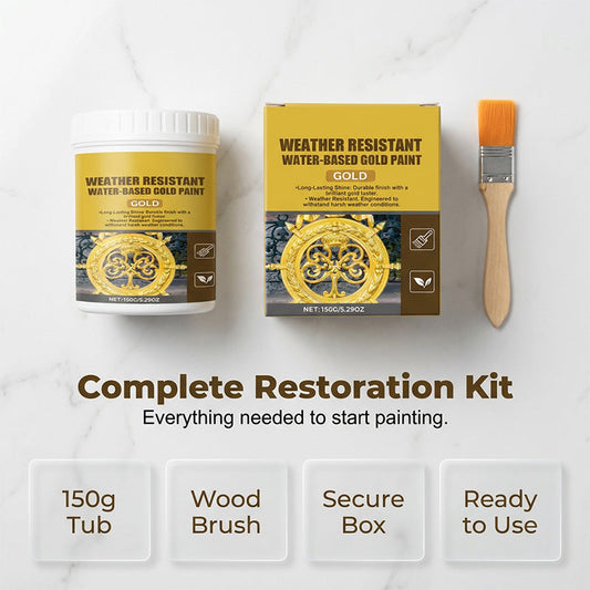 🥳 OFFERTA SPECIALE 2026 🥳💞 OLTRE 50.000 PEZZI VENDUTI! 🏠✨ 70% DI SCONTO! Vernice oro resistente agli agenti atmosferici – a base d'acqua, brillantezza eccezionale. Sicura per metallo, legno e pietra. Dura con pioggia o sole! 🖌️💛