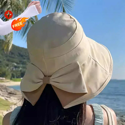 👒💕 Cappello da donna con fiocco e tesa larga per proteggersi dal sole ☀️🛡️