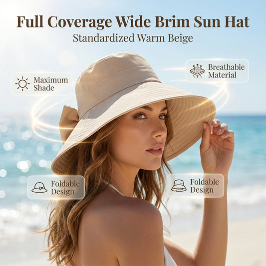 👒💕 Cappello da donna con fiocco e tesa larga per proteggersi dal sole ☀️🛡️