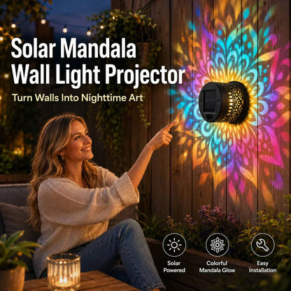 🌞55% DI SCONTO! 🌀 Luce solare a forma di mandala – Splendida proiezione di motivi, design 2 in 1 per pavimento e parete, impermeabile IP65 con accensione/spegnimento automatico 🌿