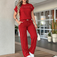⏰🔥 OFFERTA A TEMPO LIMITATO - 50% DI SCONTO! 🔥 Set da donna: maglia casual a maniche corte e pantaloni a zampa larga