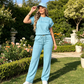 ⏰🔥 OFFERTA A TEMPO LIMITATO - 50% DI SCONTO! 🔥 Set da donna: maglia casual a maniche corte e pantaloni a zampa larga